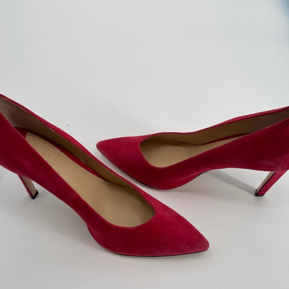 New Sandro Red Suede Pumps heels shoe size 7.5 , 6.5 - Picture 11 of 14